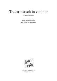 Songs without Words, Op.62: No.3 Funeral March, for brass sextet by Felix Mendelssohn-Bartholdy