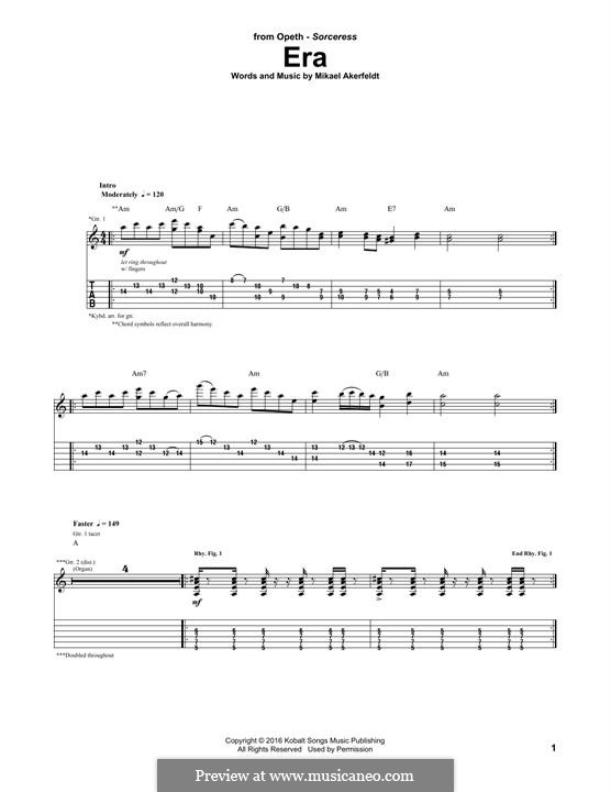 Era (Opeth): For guitar with tab by Mikael Akerfeldt