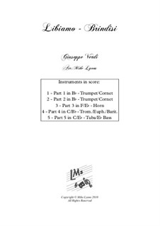 Libiamo ne'lieti calici (Brindisi): For brass quintet by Giuseppe Verdi