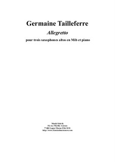 Allegretto: For three alto saxophones and piano by Germaine Tailleferre