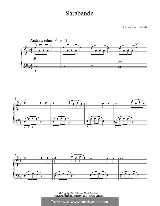 Sarabande: For piano by Ludovico Einaudi