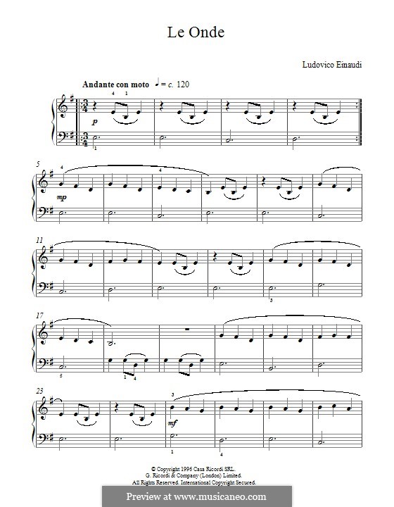 Le Onde: For piano by Ludovico Einaudi