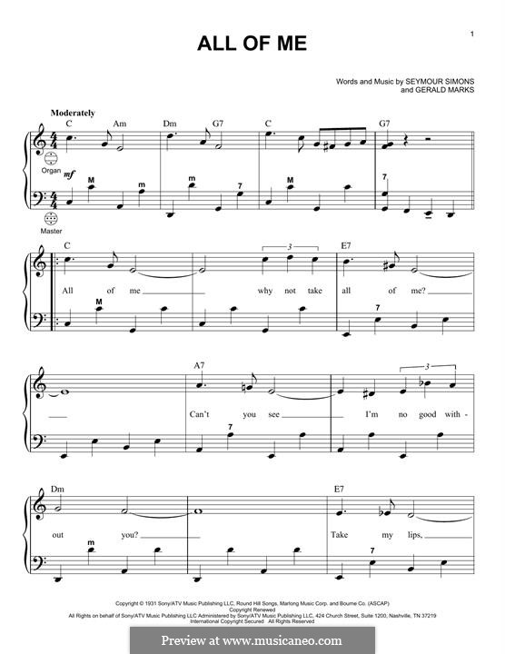 All of Me: For accordion by Seymour Simons, Gerald Marks