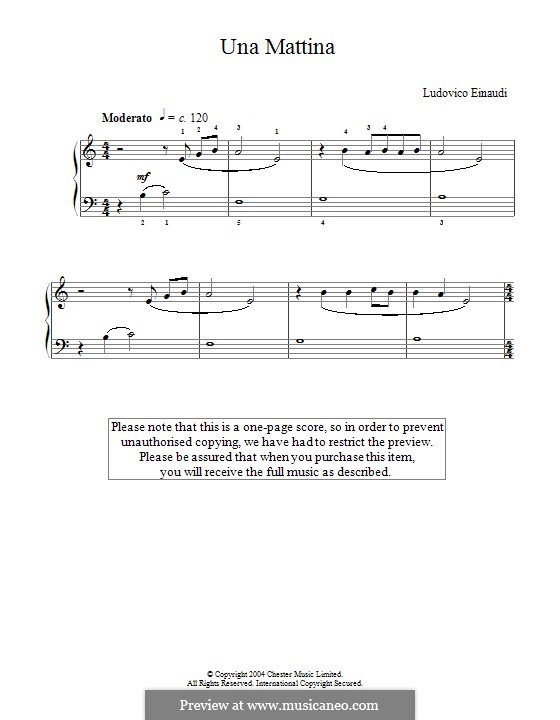 Una Mattina: For piano by Ludovico Einaudi