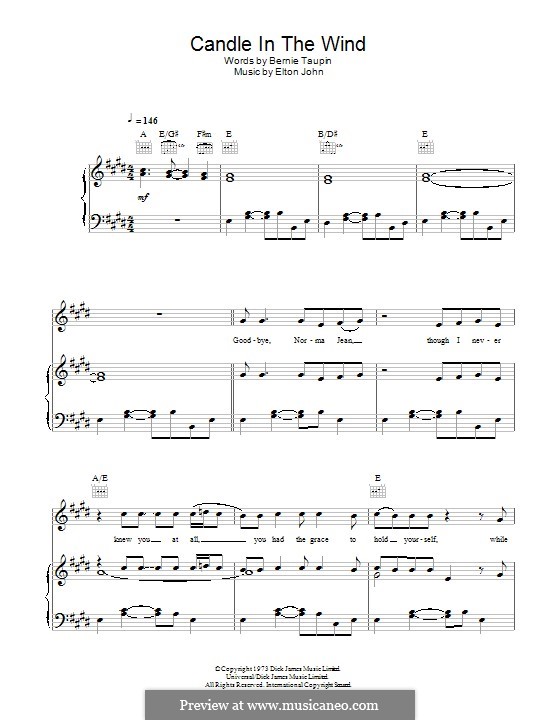 Candle in the Wind: For voice and piano (or guitar) by Elton John