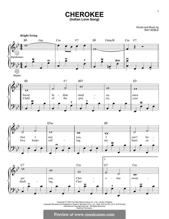 Cherokee by R. Noble sheet music on MusicaNeo