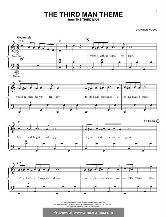 The Third Man (The Harry Lime Theme): For accordion by Anton Karas