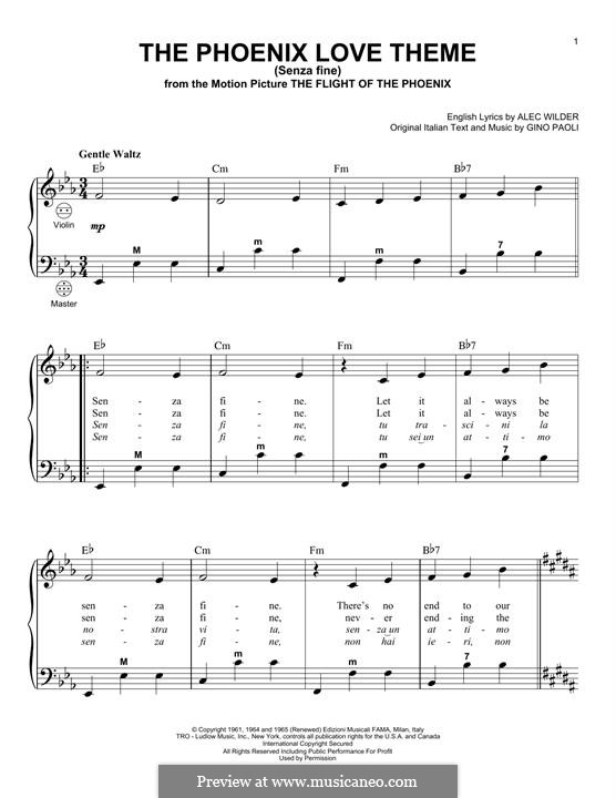 The Phoenix Love Theme (Senza Fine): For accordion by Gino Paoli