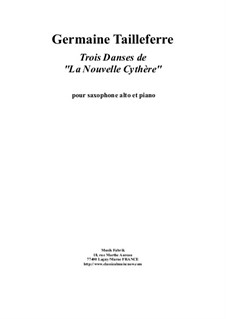 Trois Danses de 'La Nouvelle Cythère': For alto saxophone and piano by Germaine Tailleferre