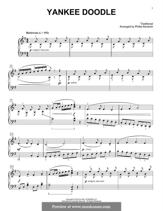 Yankee Doodle: For piano by folklore
