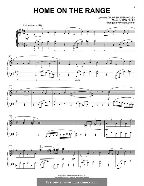 Home on the Range: For piano by Daniel E. Kelley