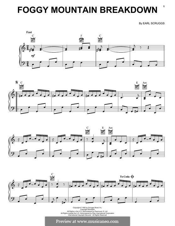 Foggy Mountain Breakdown: For piano by Earl Scruggs