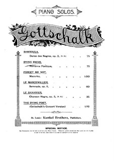 The Dying Swan. Poetic Romance, Op.100: For piano (concert version) by Louis Moreau Gottschalk
