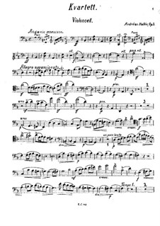 Piano Quartet in D Minor, Op.3: Cello part by Johan Andreas Hallén