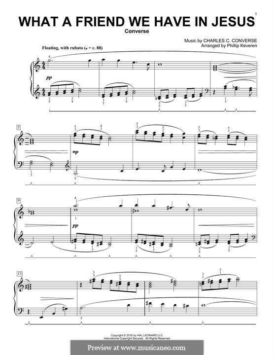 What a Friend We Have in Jesus (Printable): For piano by Charles Crozat Converse