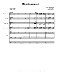 Wedding March: For saxophone quartet by Felix Mendelssohn-Bartholdy