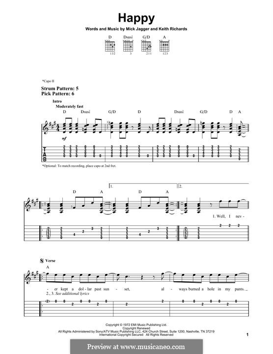 Happy (The Rolling Stones): For guitar with tab by Keith Richards, Mick Jagger