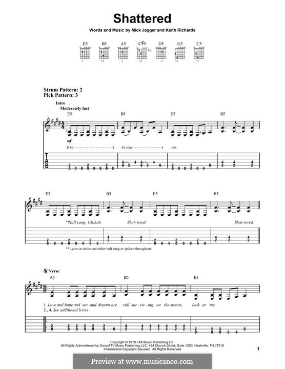 Shattered (The Rolling Stones): For guitar with tab by Keith Richards, Mick Jagger