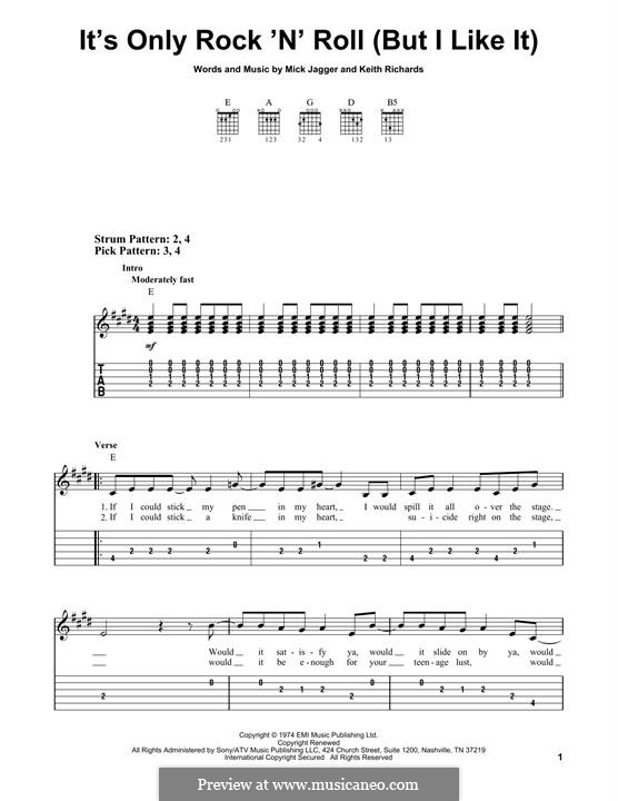 It's Only Rock 'n' Roll (But I Like It): For guitar with tab by Keith Richards, Mick Jagger