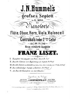 Septet No.1 in D Minor, Op.74: Full score by Johann Nepomuk Hummel