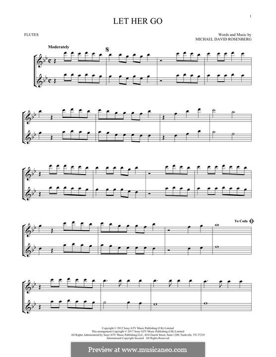 Let Her Go (Passenger): For two flutes by Michael Rosenberg