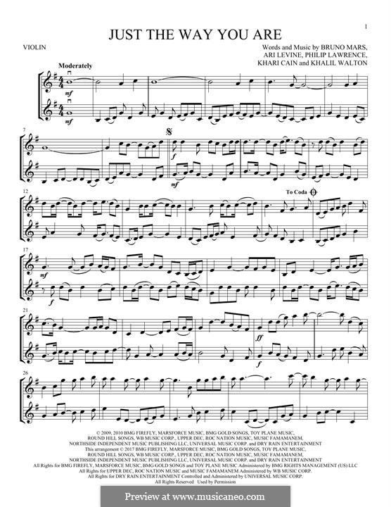 Instrumental version: For two violins by Ari Levine, Khalil Walton, Khari Cain, Bruno Mars, Philip Lawrence