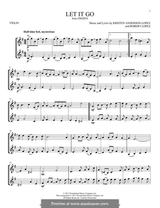 Instrumental version: For two violins by Robert Lopez, Kristen Anderson-Lopez