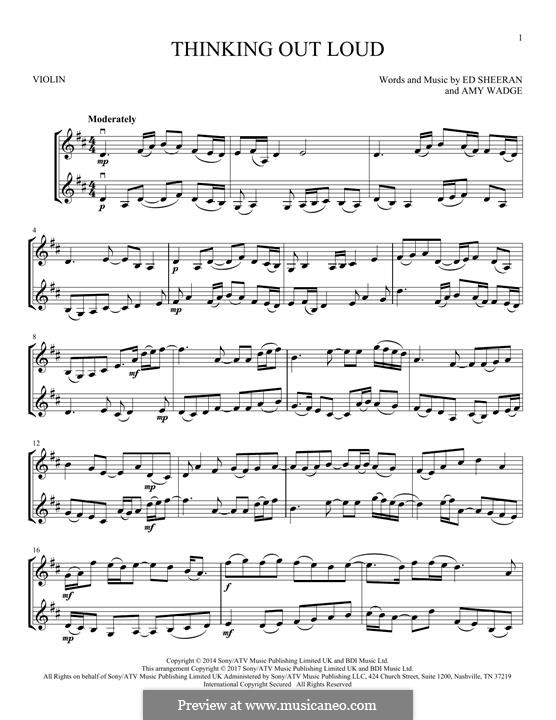 Thinking Out Loud: For two violins by Ed Sheeran, Amy Wadge