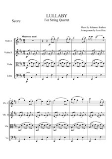 No.4 Cradle Song: For string quartet by Johannes Brahms
