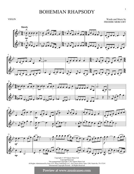 Instrumental version: For two violins by Freddie Mercury
