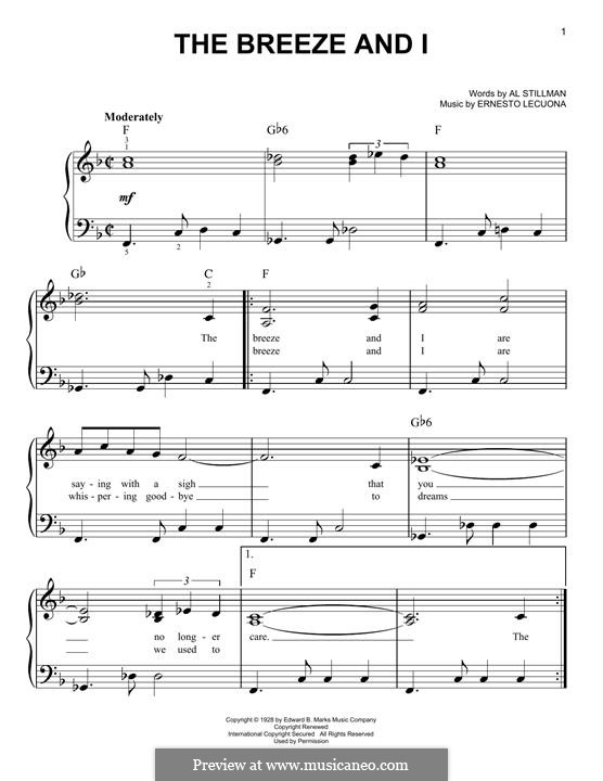 The Breeze and I: For piano by Ernesto Lecuona
