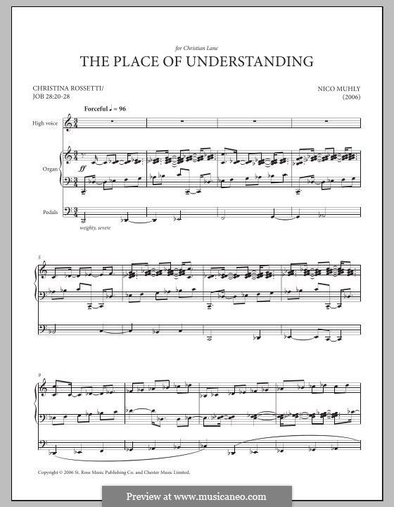 The Place of Understanding: For voice and organ by Nico Muhly