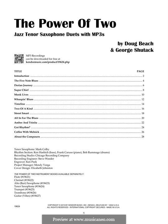 The Power of Two: Tenor saxophone part by Doug Beach, George Shutack