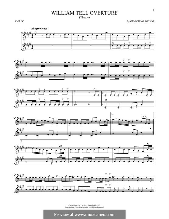 Overture (Printable Scores): For two violins by Gioacchino Rossini