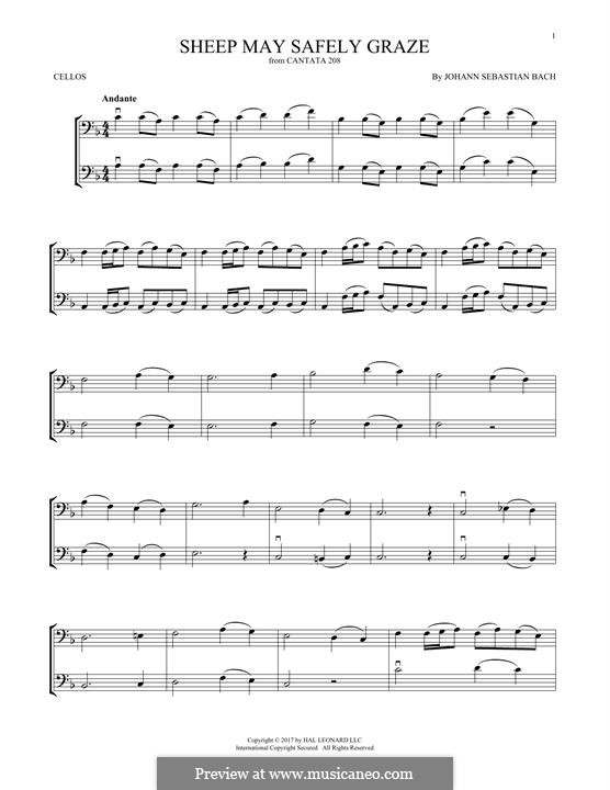 Sheep May Safely Graze (Printable Scores): For two violins by Johann Sebastian Bach