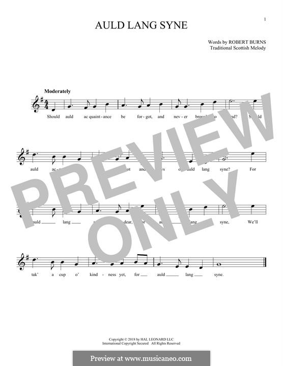 Vocal-instrumental version (printable scores): Melody line by folklore