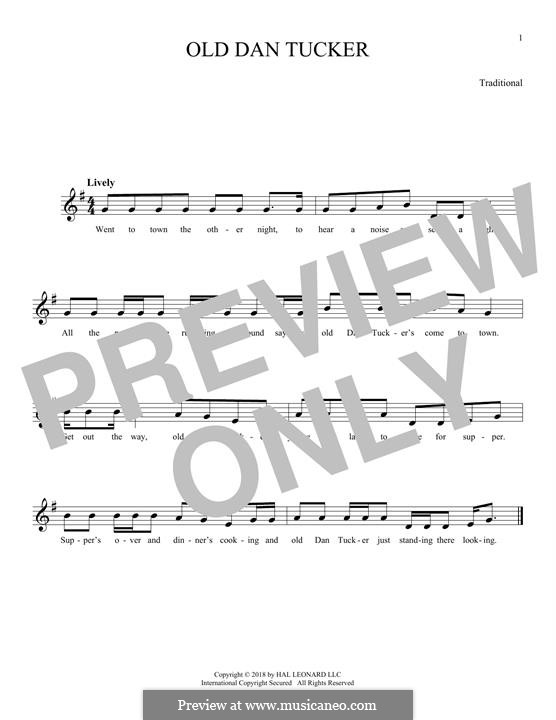 Old Dan Tucker by folklore - sheet music on MusicaNeo