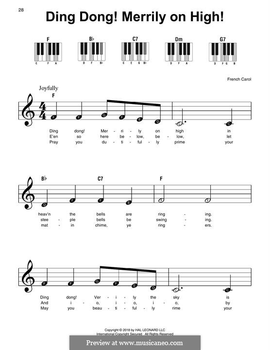 Ding Dong! Merrily on High (Printable Scores): For easy piano by folklore