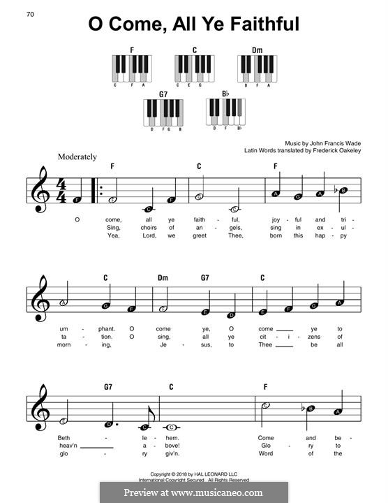 Piano version: Easy version by John Francis Wade