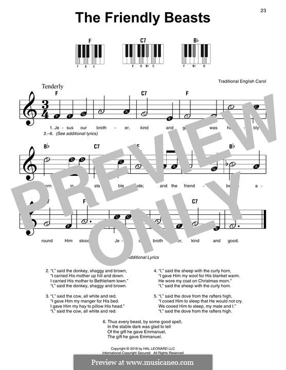 The Friendly Beasts: For easy piano by folklore