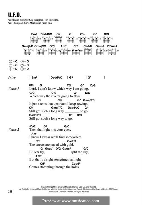 U.F.O. (Coldplay): Lyrics and chords by Brian Eno, Chris Martin, Guy Berryman, Jonny Buckland, Will Champion