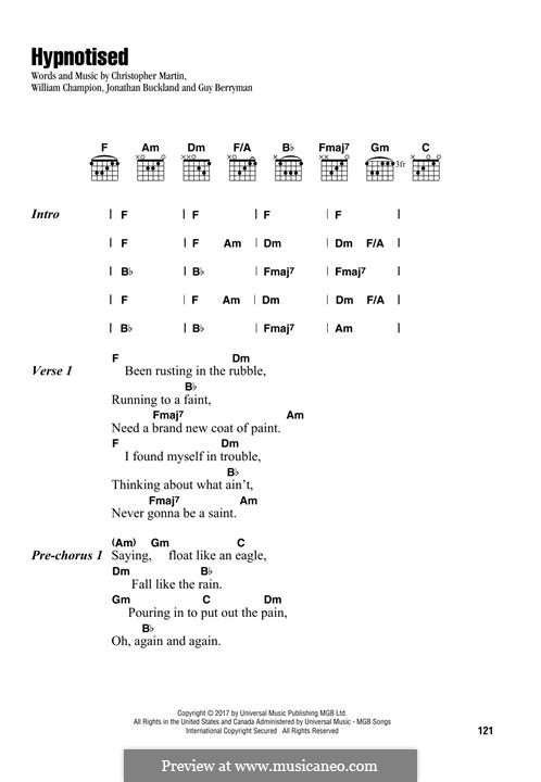 Hypnotised (Coldplay): Lyrics and chords by Chris Martin, Guy Berryman, Jonny Buckland, Will Champion