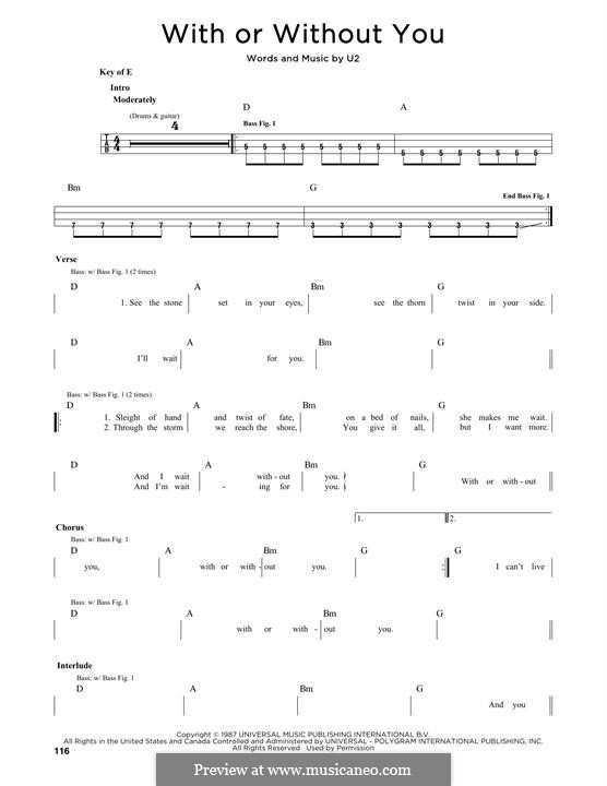 With or without You: Melody line by U2