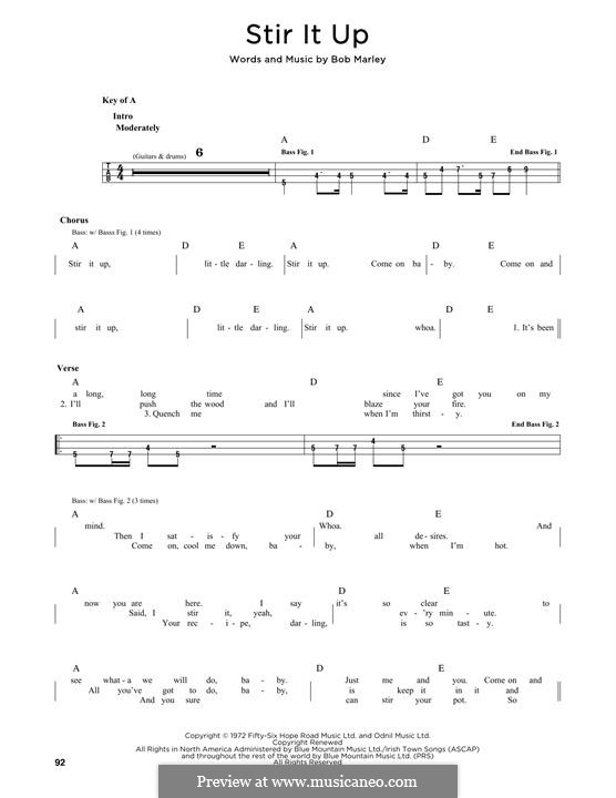 Stir It Up: For bass voice by Bob Marley