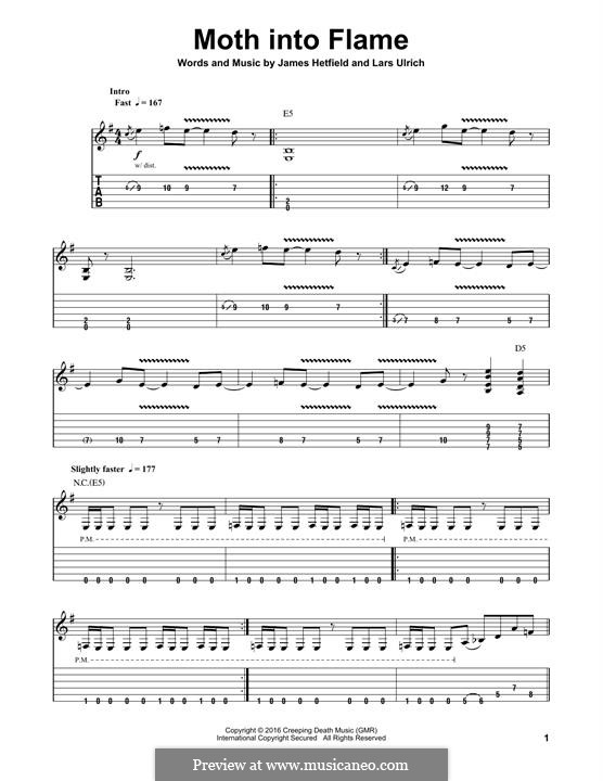 Moth Into Flame (Metallica): For guitar with tab by James Hetfield, Lars Ulrich