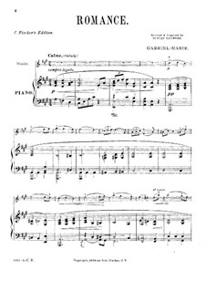 Romance for Violin and Piano: Score by Jean Gabriel-Marie