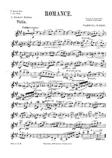 Romance for Violin and Piano: Solo part by Jean Gabriel-Marie