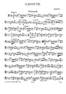 Gavotte: For violin (or viola, or cello) and piano – cello part by Giovanni Battista Martini