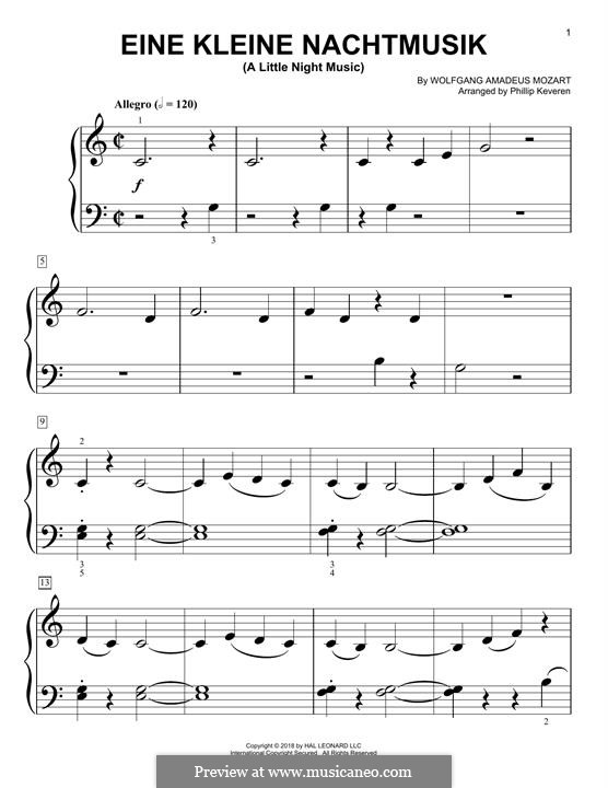 Allegro, for piano: Easy version by Wolfgang Amadeus Mozart