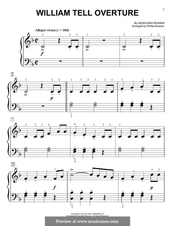 Overture (Printable Scores): For easy piano by Gioacchino Rossini